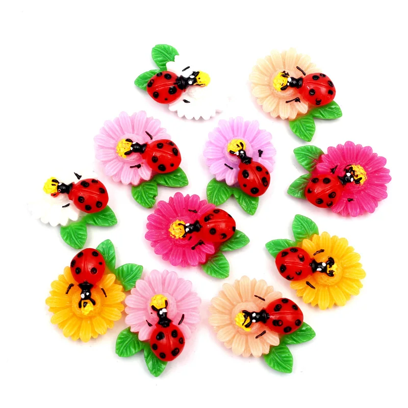 

LF 30Pcs Mixed Resin Flower 26mm Decoration Crafts Flatback Cabochon Embellishments For Scrapbooking Hair Clips Diy Accessories