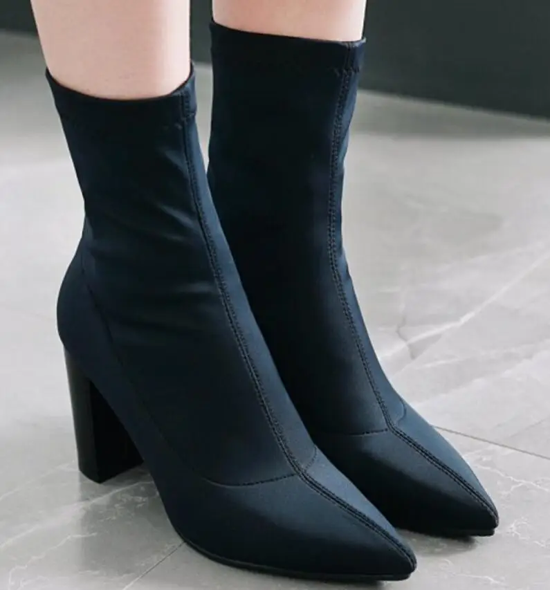 Xz181621 black Red Femme Haute Chaussons Mi Carré Gladiateur Femmes mollet Talons Sapato Automne Feminino Bottes Pompes blue Chaussures Printemps rodCBxWe