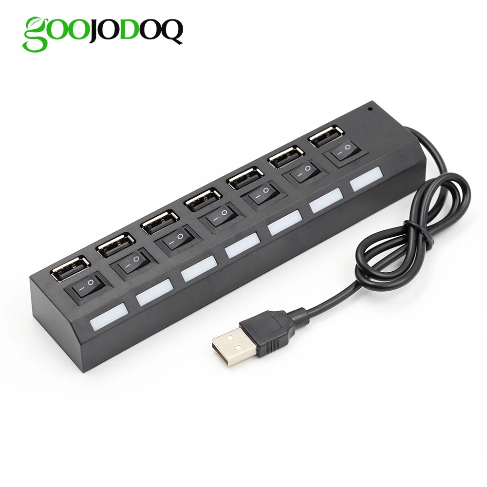 4/7 Порты и разъёмы USB хаб Usb 2,0 хаб многопортовый USB-адаптер с на/выключения или EU/US Мощность адаптер для MacBook PC Тетрадь ноутбука - изображение
