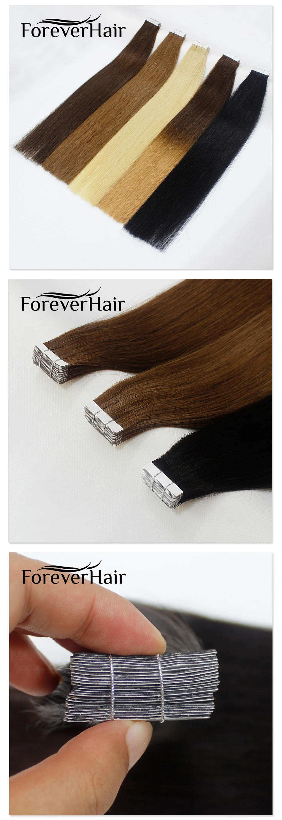 Накладные волосы FOREVER HAIR 2,0 г/шт., 18 дюймов, волосы Remy на ленте для наращивания, рояльный цвет, прямые европейские человеческие волосы для наращивания в салон