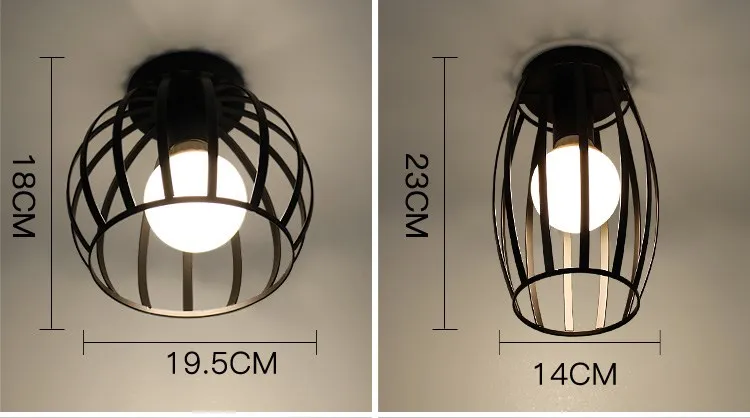 Современный простой белый черный винтажный потолочный светильник Ретро железная клетка потолочный светодиодный светильник E27 кухня балкон вход Luminaria Lamparas