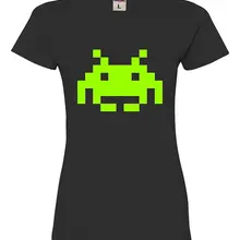 Женские космические Захватчики, Ретро стиль, игровая Роскошная мягкая футболка, женские топы, Мода,, футболка высокого качества для девушек