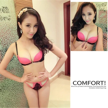 

C Sexy mature women's bra and panty set with hollow back design and fancy lace