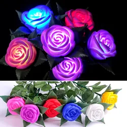 Luminous Toy Glow in the Dark Simulated Rose Nightlight with Branch and Leaves Love Prop Valentine's Day Gift for Girl Friend