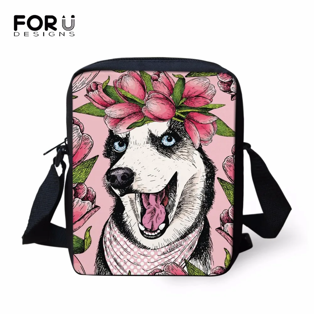 

FORUDESIGNS Women Messenger bag Fuuny Husky 3D Pattern Women's Shoulder Crossbody Bag Female Handbag bolsa feminina girl bag