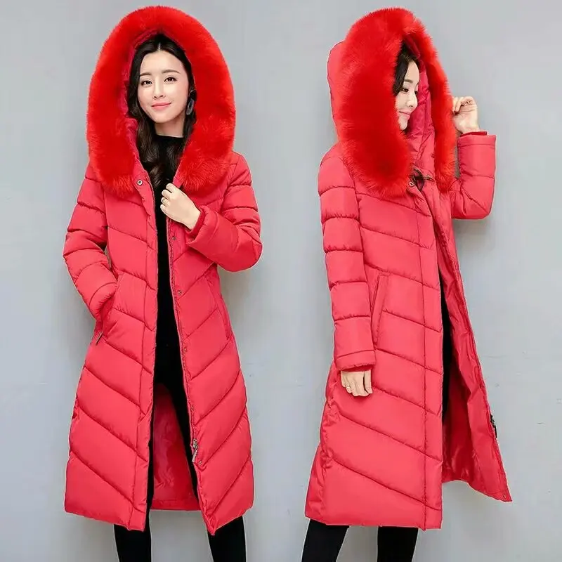 dark Veste Hiver Manteau Col Slim Bas Black red Vers Femmes Le Grande Long Purple Femelle blue Chaud Épais Genou Fourrure Taille La Version Coréenne De wBxfxq5Hd