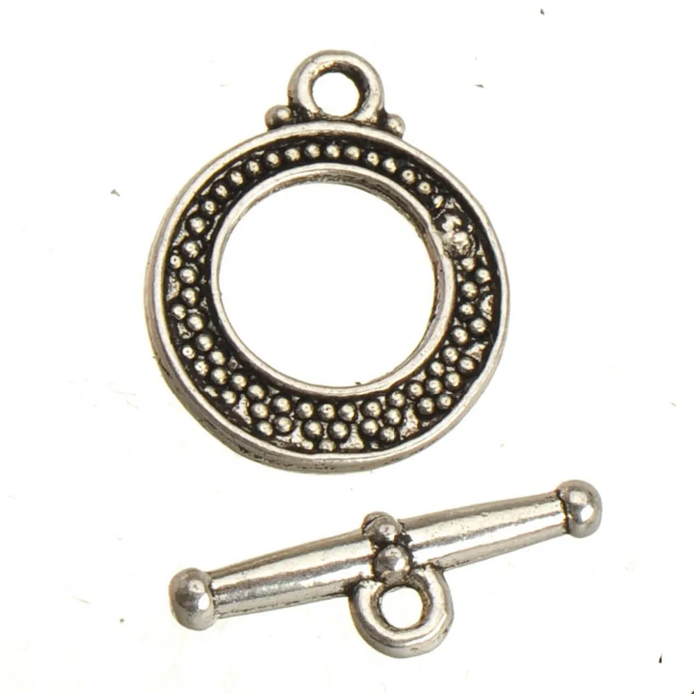 Buy DIY Toggles Hooks Bracelets Clasps For Jewelry Making Silver Plated Circle