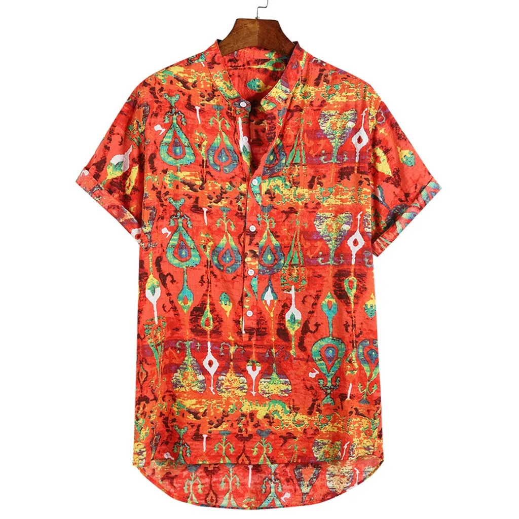 Гавайская Мужская рубашка Camisa летняя рубашка с короткими рукавами мужские, повседневные, пропускающие воздух красочные печатные