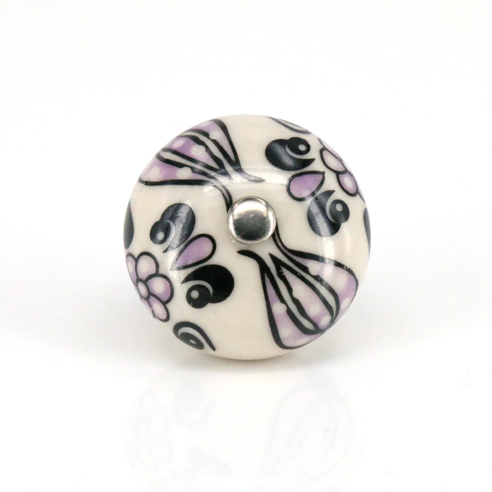 Set of 6 Purple flower painted Round Ceramic Cabinet Handle Drawer Knob Antique Kitchen Cupboard Wardrobe Pull 40mm Diameter Set of 6 Purple flower painted Round Ceramic Cabinet Handle Drawer Knob Antique Kitchen Cupboard Wardrobe Pull 40mm Diameter