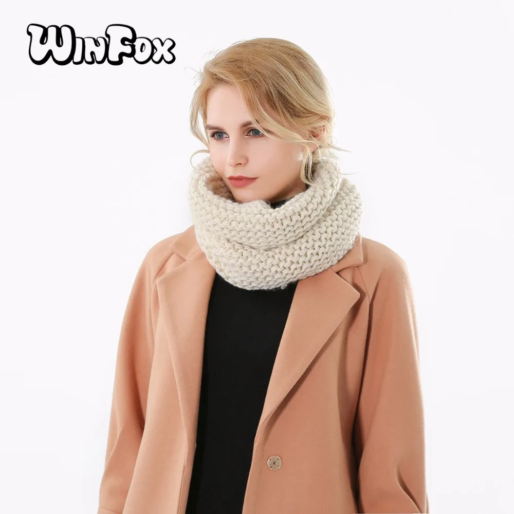 Winfox 2018 новые модные зимние черные Бежевые Бордовые однотонные вязаные теплые