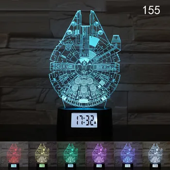 

3D Illusion Calendar Clock Lamp LED USB 7 Colors Changing Night Light Remote Control Battleship Pikachu Yoga Table Lamp