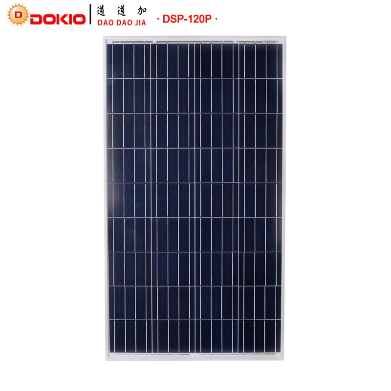 

DOKIO Brand Solar Panel China 120W Polycrystalline Silicon Solar Panels 18V 1185*660*30MM Size 120 Watt Solar Battery China
