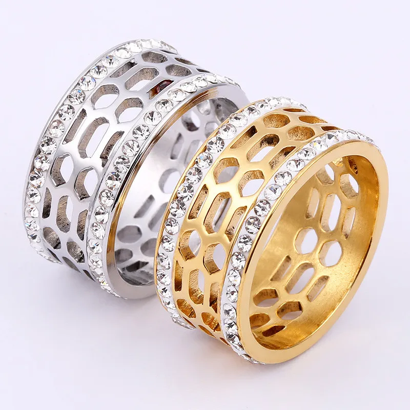 SHE WEIER stainless steel wedding engagement rings for women girls gold titanium finge female heart rings silver crystal love Fashion Jewelry
