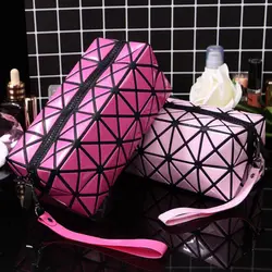 Женские чехлы-косметички геометрический складной составляют качество мешок ПВХ Организатор косметичку салон сумки Bolsa Neceser Maquillaje
