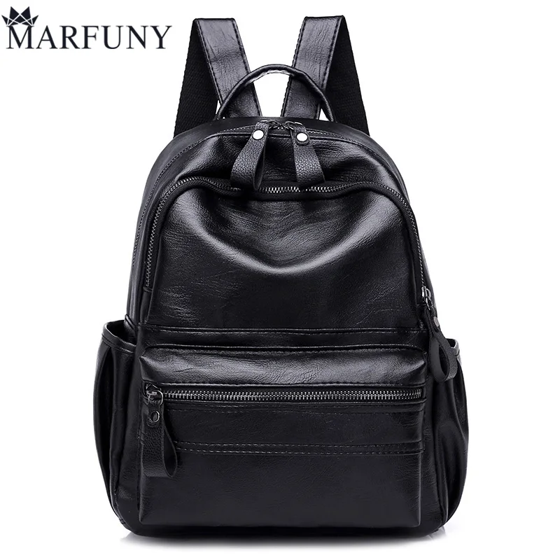 

Fashion Black Women Backpack Pu Leather Backpack Female High Quality Daypack School Bags For High School Girls Solid Women Bag