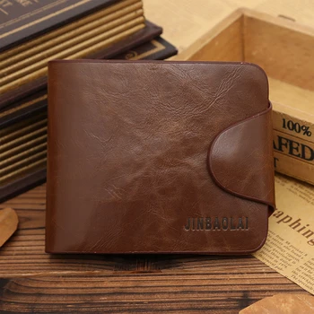 

Classic Luxury Brown Casual High Quality Men Wallet Genuine Leather Wallet Hasp Card Holder Men Purses Male Wallet