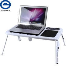 Портативный складной стол для ноутбука Регулируемый компьютерный стол с USB охлаждающими вентиляторами подставка складной стол излучающий отверстие лоток для кровати