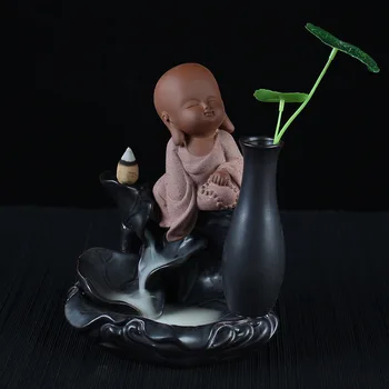 

The Lovely Little Monk Buddha Censer Backflow Incense Burner Holder Creative Living Room Home Office Teahouse Home Decoration