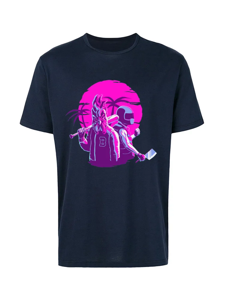 Leisure Jacket and Biker 4184 Round Collar T-shirts Summer/Fall Tops Tees Short Sleeve for Men Company Pure Cotton T Shirt Jacket and Biker 4184 navy