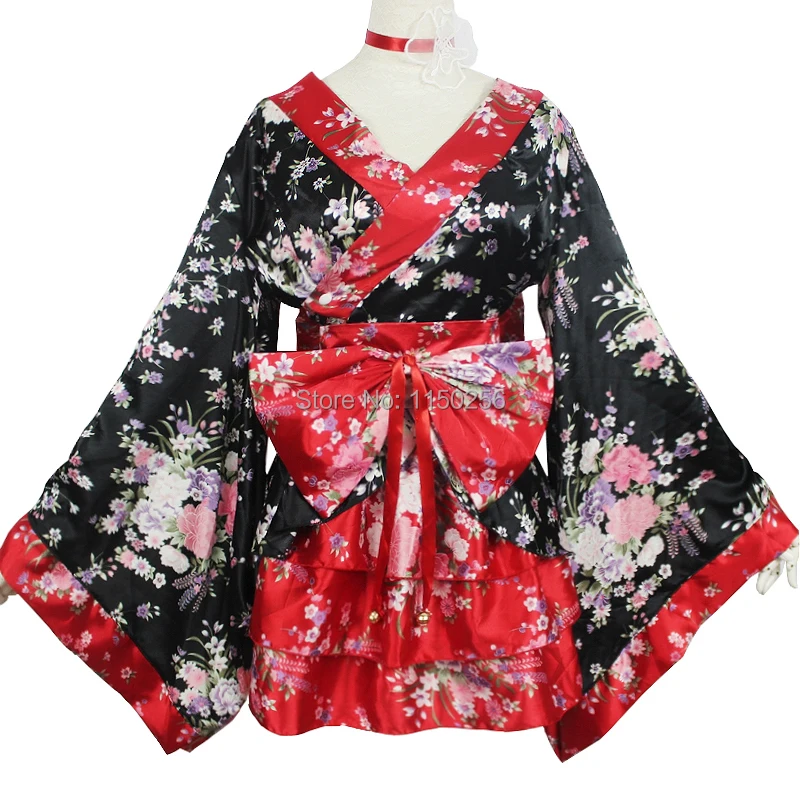 New Arrive Japan Anime Kawaii Style Cherry Blossoms Kimono Sexy Sweet ...