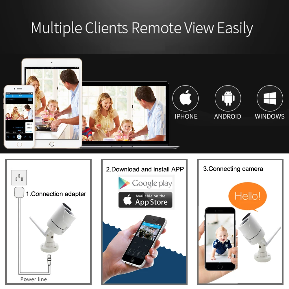 JIENUO WIFI Camera IP 1080P Audio Outdoor CCTV Security