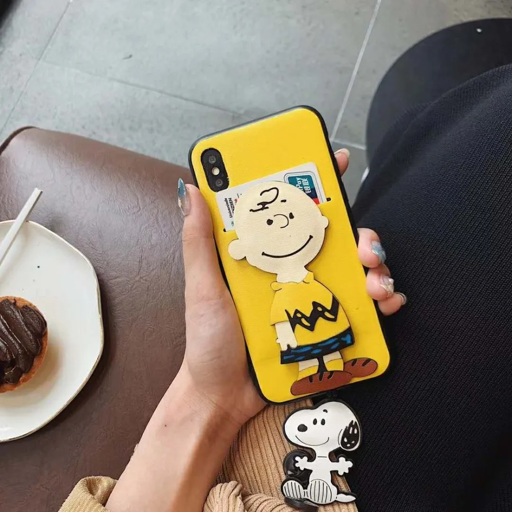 HOKEJ модный кожаный чехол для визиток с мультяшным рисунком для iPhone X XS Max, ТПУ, карманная карта для iPhone 6, 7, 8 Plus, сумка для мобильного телефона