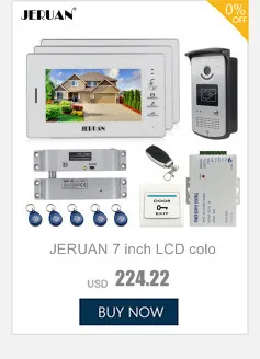 JERUAN 7 ''ЖК-дисплей Экран Видеомонитор Интерком Системы 3 мониторы + 700TVL RFID Доступа COMS Камера + E- замок в наличии для 3 дом