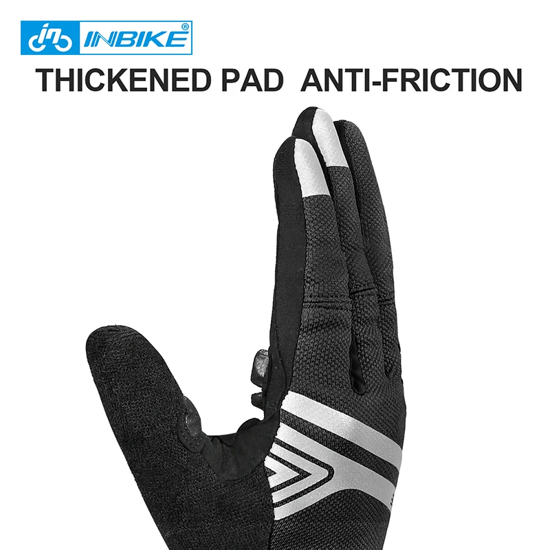 INBIKE перчатки для велоспорта мужские спортивные противоскользящие утолщенные перчатки для езды на мотоцикле MTB дорожный велосипед зимние перчатки длинные перчатки