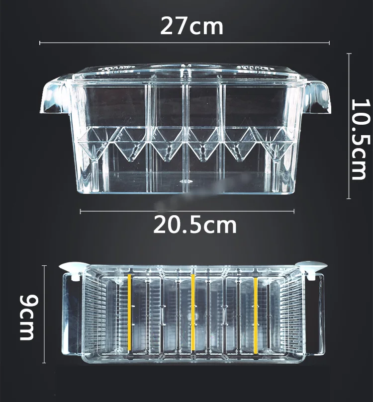 Большой размер, акриловый аквариумный плавающий короб для разведения, 4 комнаты, двухслойный Многофункциональный разделительный короб для разведения Гуппи Бетта AT002