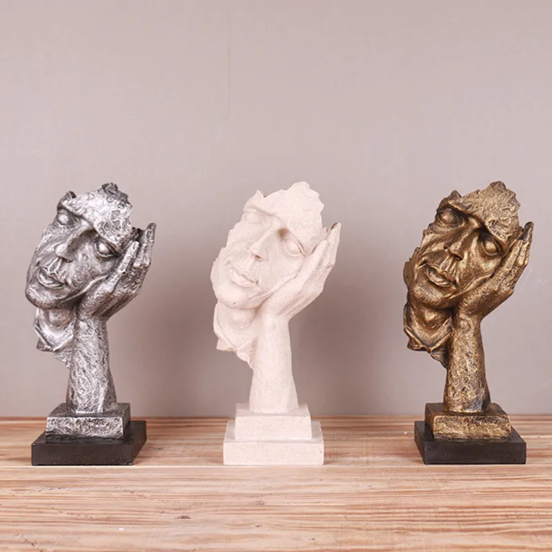 Creative Figurines Silence Thinking Resin Statue Handmade Decor Vintage