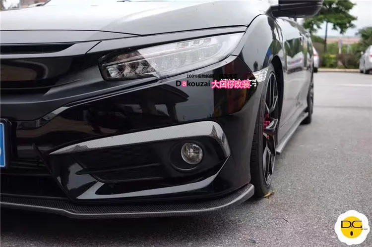 Подходит для Honda Civic для 10 Gen углеродное волокно спереди крючок ветер нож передний спойлер ветер нож