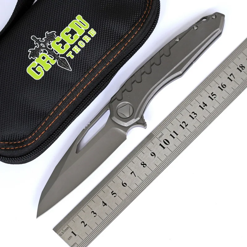 

Green thorn M390 Blade Marfione Flipper folding Knife Titanium Or Carbon Fiber Handle Outdoor Camping Hunting Pocket Fruit Knive