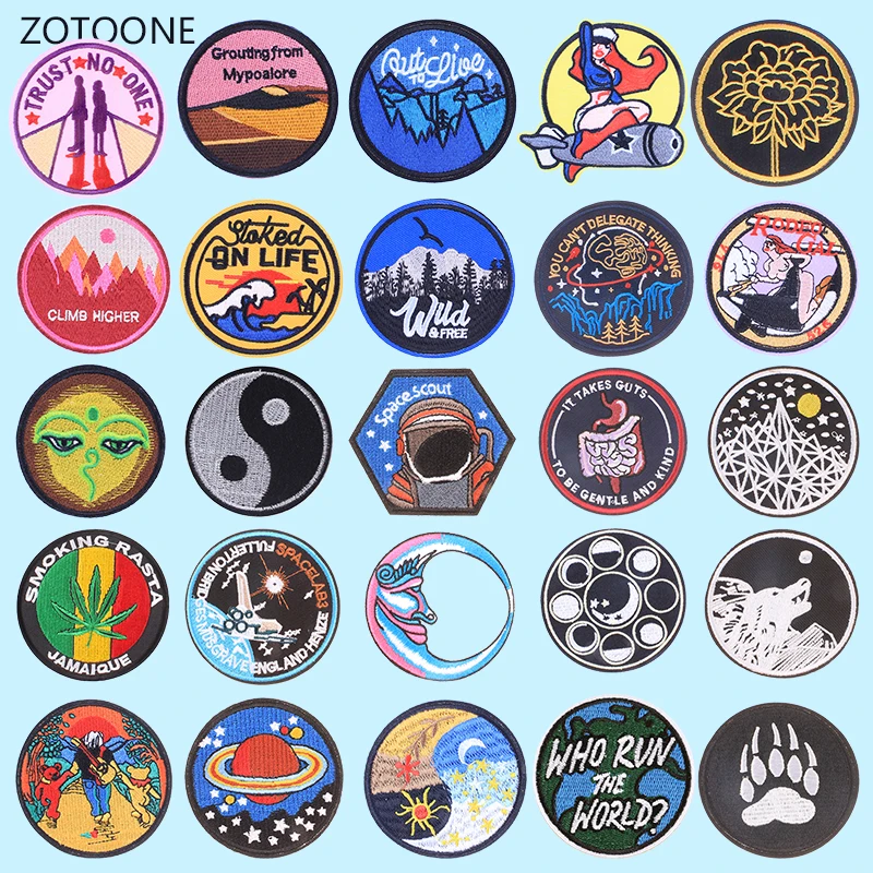 

ZOTOONE Round Patch for Clothing Iron on Embroidered Sewing Applique Cute Sew on Fabric Badge DIY Patches Apparel Accessories G