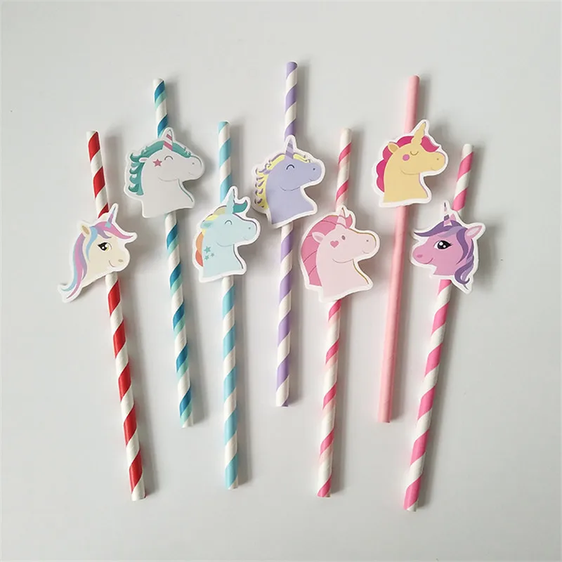 

20PCS Unicorn Party Christmas Flamingo Gold Red Paper Straws Unicorn Birthday Party Festive Supplies Decoration Drinking Straws