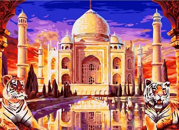 

Home Artist 40x50cm Frameless Pictures Painting By Numbers DIY Digital Oil Painting Colors On Canvas Taj Palace unique gift