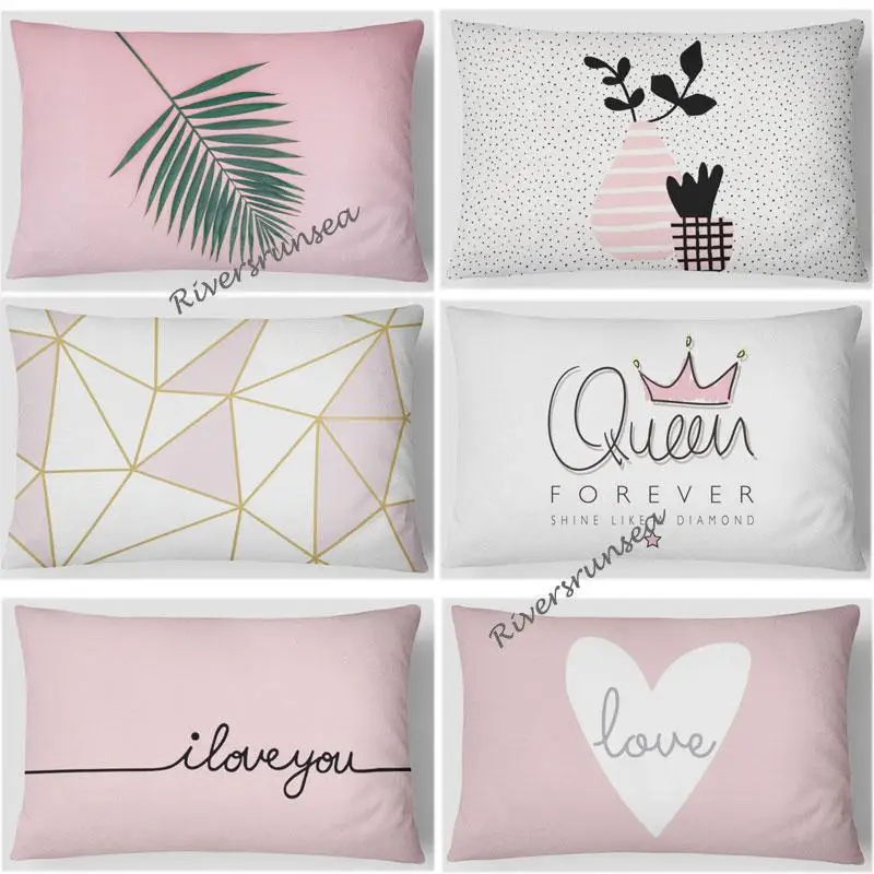 

30x50cm Modern Minimalist Geometric Cushion Cover Simple Green Leaves Plant Pot Pillow Case Cute Car Unicorn For Bedside Sofa