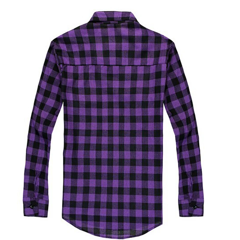 Casual Plaid Shirt Men Long Sleeve 