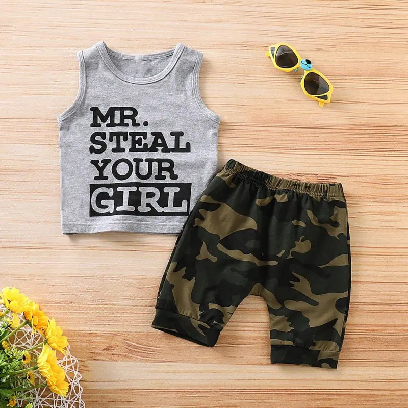

2019 Infant Clothes Newborn Baby boy Sets Camouflage Printing Cotton Comfortable Boys Girls Lerrer Children Suit 2PCS Pants+Tops