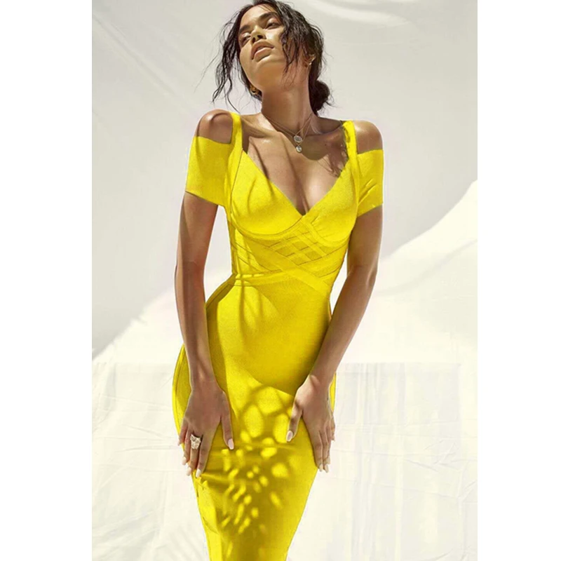 Бандажное платье Вечернее Платье vestidos de festa шикарное летнее платье с коротким рукавом оранжевый Вечерние наряды женские платья для подиума