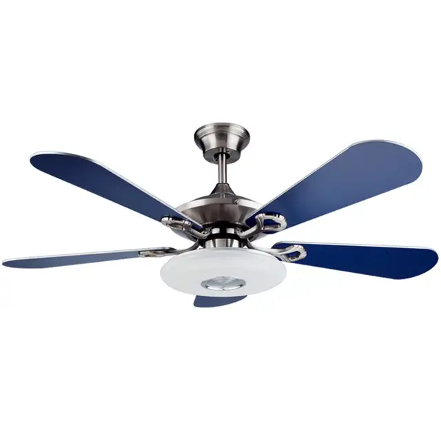 Mediterranean Ceiling Fan With Light Blue Silver Two Face Mounted