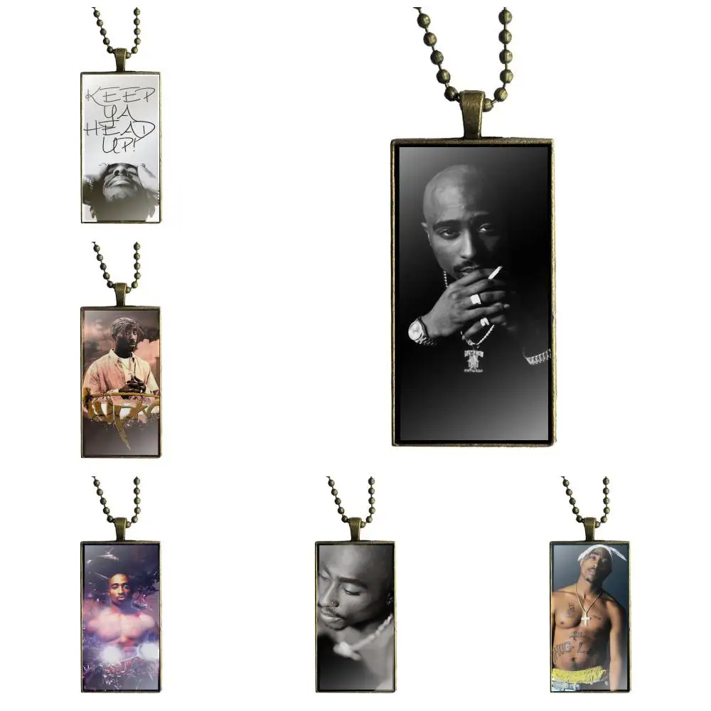 Роскошная печать 2pac Tupac Shakur, модный стеклянный кабошон, подвеска, прямоугольное ожерелье, колье, ожерелье, ювелирные изделия для девочек, лучший подарок