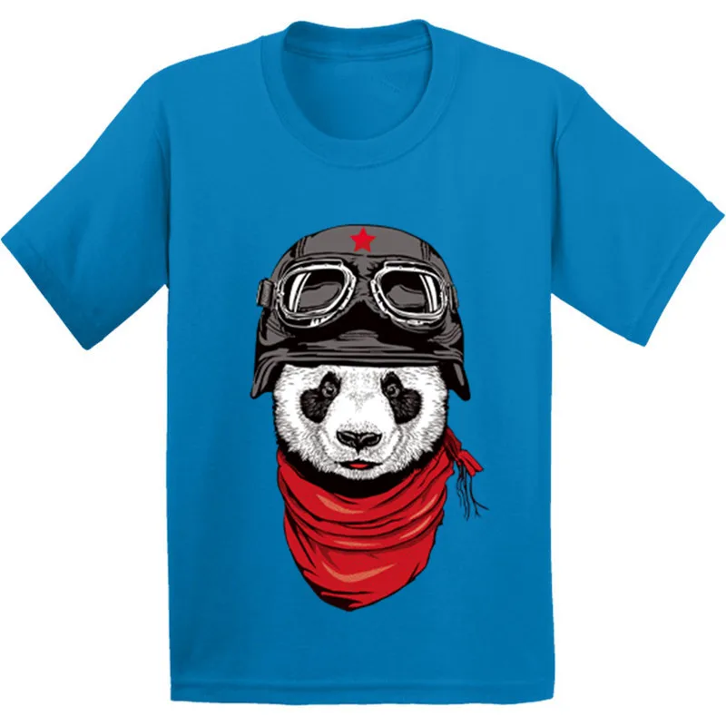 Хлопок детская футболка с рисунком «Счастливый авантюрист панда» Повседневная забавная одежда для малышей футболка с короткими рукавами для мальчиков и девочек GKT226