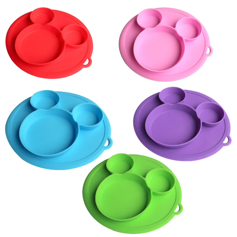 Baby Safe Silicone Dining Plate BPA Free Solid Children Dishes Suction Toddle Training Tableware Cute Cartoon Kids Feeding Bowls