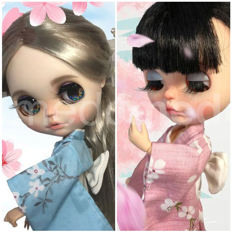 

New 1PCS 1/6 Blyth Doll Clothing Japanese Pink Sakura Kimono for Blyth Licca Azone Doll Clothes Accessories for dolls