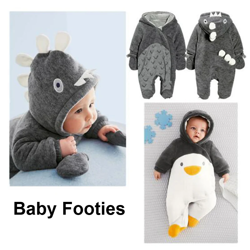 

Lovely Penguin Panda Rabbit Warm Coral Cashmere Jumpsuit Soft Kids Hooded Footies Cute Costume Thicken Baby Clothes