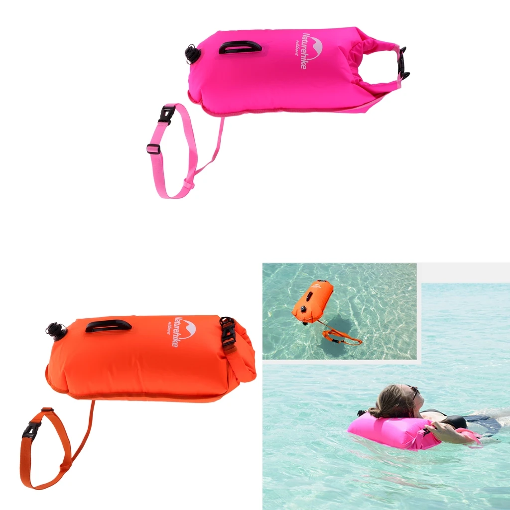 High Visibility Waterproof Inflatable Safety Swim Buoy Tow Float Dry Bag Waist Belt for Open Water Swimming SUP Kayak Canoe Surf
