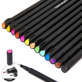 

12/24 Colors Set 0.38 MM Fineliner Pen Fine Line Point Colored Mildline Writing Drawing Art Markers Pens for Coloring Book