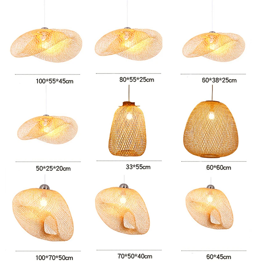 Винтаж светильники подвесные светильники Обеденная дома внутренняя древесина бамбука арт светодиодный подвесные лампы освещения ротанга светильник Кухонный инвентарь