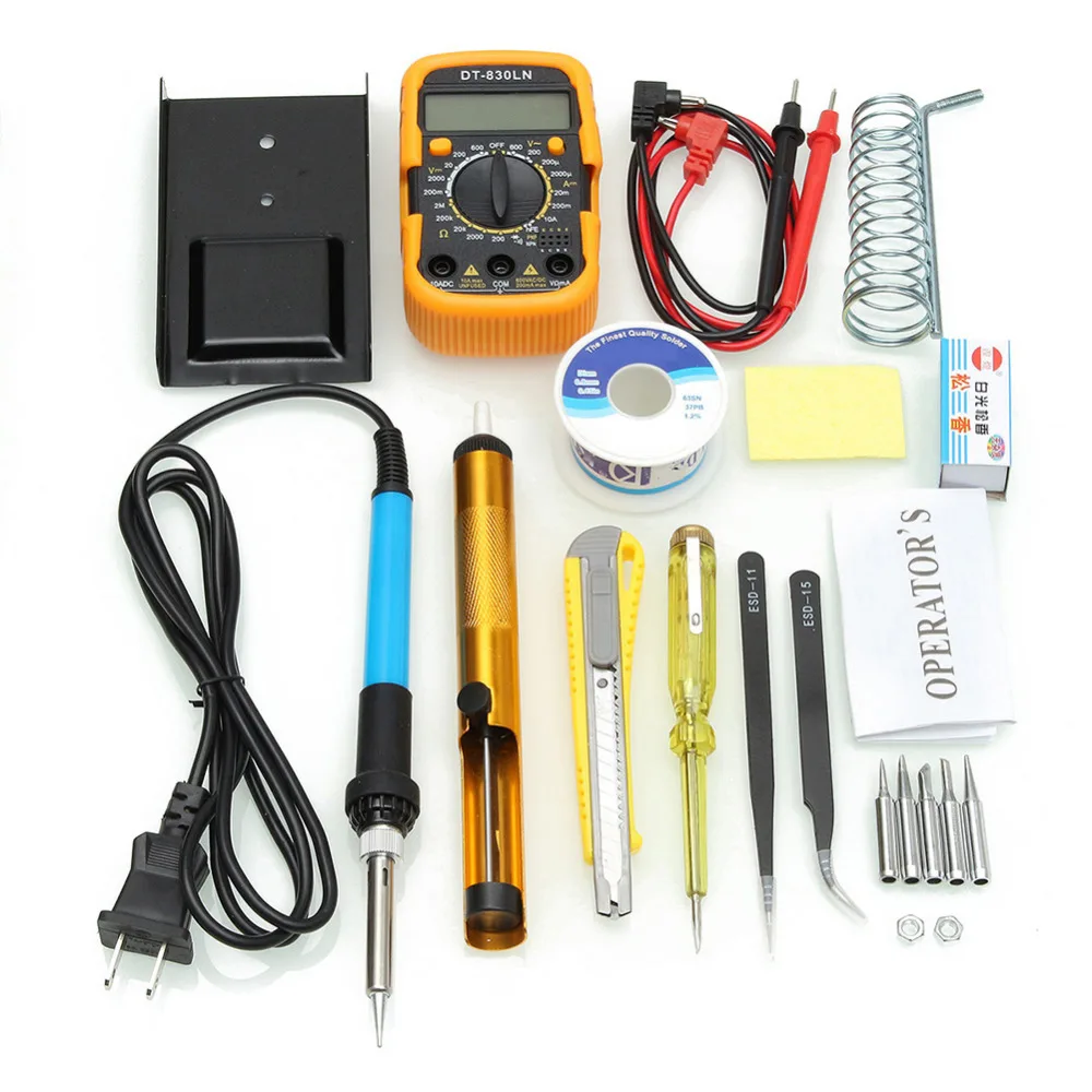 

Temperature Electric Soldering Iron Kit 110V 220V 60W Soldering Iron kit With Multimeter Desoldeirng Pump Welding Tool