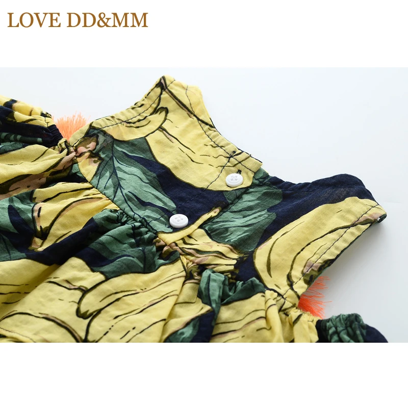 LOVE DD& MM/Одежда для девочек; платья; Новинка г.; летнее модное платье без бретелек с бахромой и принтом банана для девочек